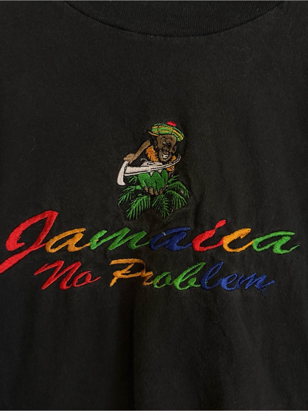 Vintage Vibes Jamaica No Problem Embroidered Graphic T-Shirt Made in Jamaica M - Picture 3 of 6